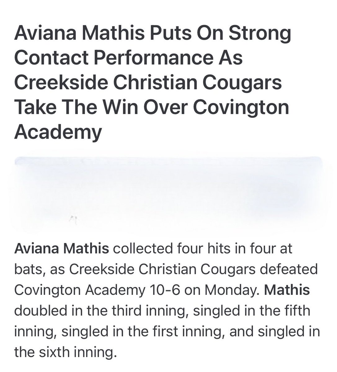 Took the win yesterday and ended with a .706 average. 

#Classof2027 
#fortheloveofthegame 
#CreeksideCougars
#Varsity2024