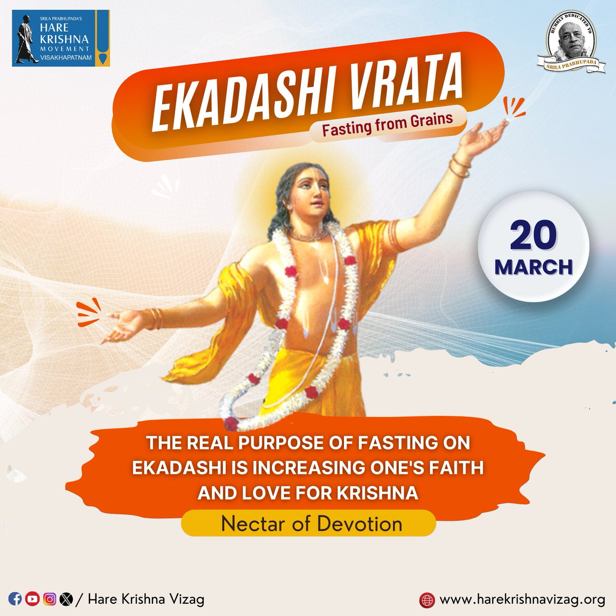 Tomorrow (20 Mar 2023) is Ekadashi ✨ #EkadashiReminder #Fasting #Vrat #Ekadasi #hkm #krishna #iskcon #srilaprabhupada