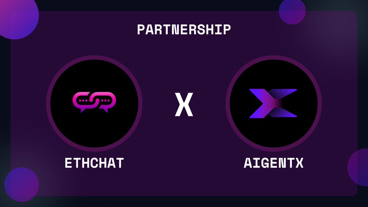 EthChatOfficial's tweet photo. 🎉 Exciting news for our Users and Holders! 🚀 

We're thrilled to announce our partnership with @0xAigentx ! This integration is set to revolutionize our platform, starting with our Telegram Group and soon extending to our ETHChat application. 

Get ready for AI-driven innovation! 🤖

#ETHC #ETHCHAT #AIgentX #AI