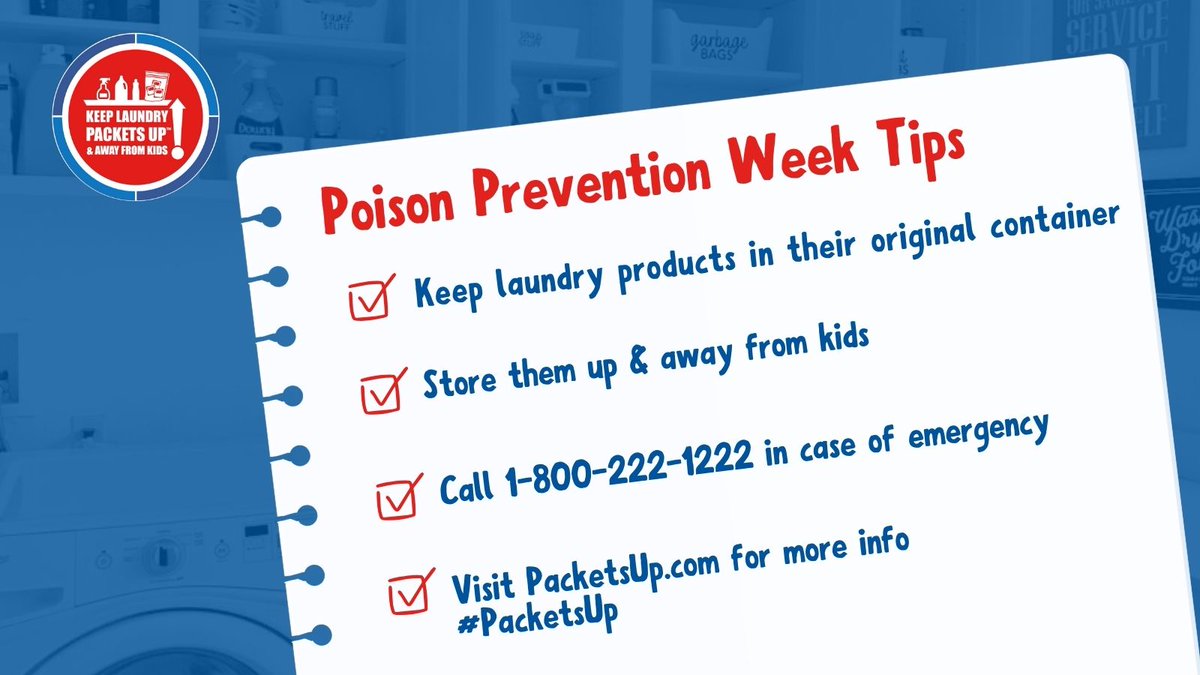 This #PoisonPreventionWeek, ensure your family's safety with these tips:
 - Keep laundry products in their original container
 - Store them up & away from kids
 - Call 1-800-222-1222 in case of an emergency
 - Visit PacketsUp.com for more info! #PacketsUp