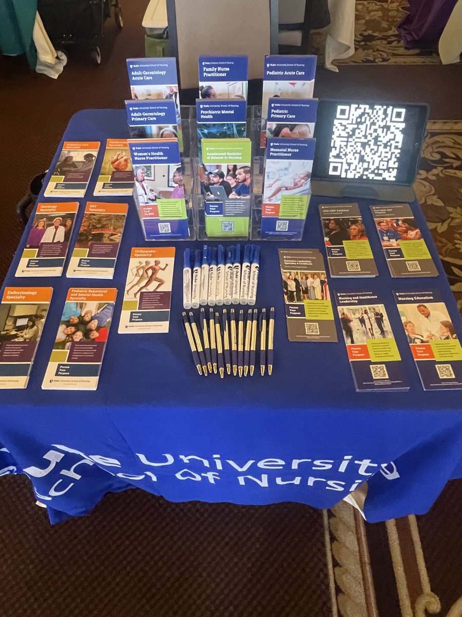We are at the 2024 RN Academic Expo at the Brier Creek Country Club until 5:30 today. Drop in anytime to learn more about our nursing education programs! #nursingadmissions #dukenursing