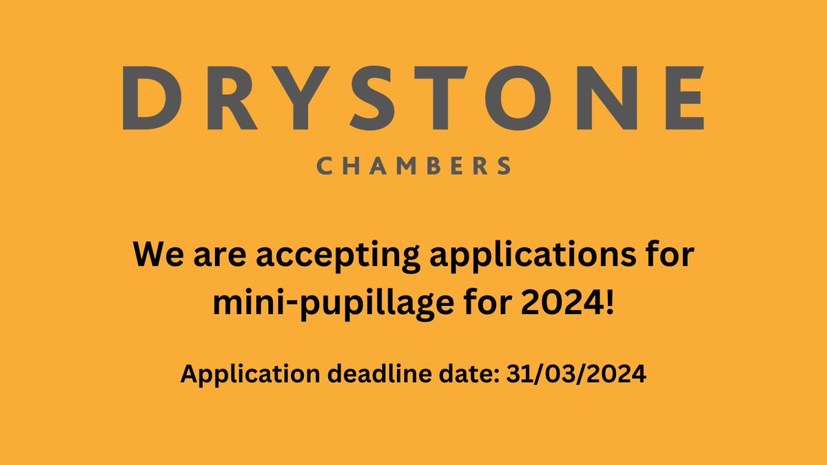 We provide mini-pupillages for #Aspiring #CriminalBarristers in #London, the #Southeast, #Midlands and #EastAnglia regions.  Our applications deadline is 31 March so don't delay! Apply here>>>
drystone.com/careers/mini-p…