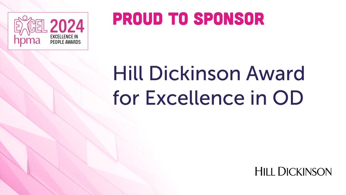 HD_Health's tweet image. Entries are open now for the @HPMAAwards 2024 and we are pleased to be the sponsor of the Hill Dickinson Award for Excellence in OD!

Learn more about the awards and submit your entry here:
hpma.org.uk/hpma-awards-20…

#HPMA2024 #HPMAAwards #Healthcare