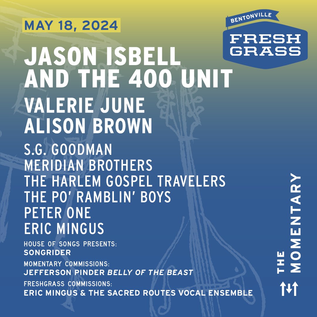 #FreshGrassBentonville single day tickets are now on sale 🤠 Join us May 17–18 for an exciting weekend of today’s bluegrass and progressive roots music. Tap to see the daily lineup and secure your spot @FreshGrassFest today: bit.ly/FreshGrass2024