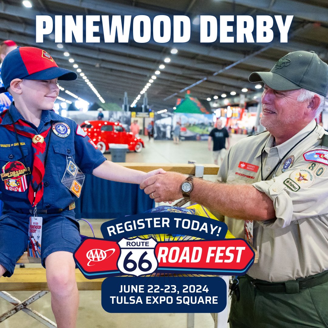We are partnering with the Boy Scouts of America and bringing the Pinewood Derby to AAA's Route 66 Road Fest! 🏎 🏁 There will be sanctioned races and the opportunity to choose a pre-built car and race with your friends and family! Sign up: route66roadfest.com/activities/