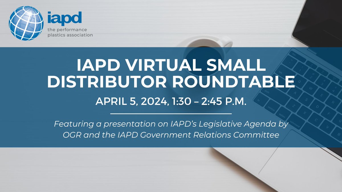 Join us for the IAPD Virtual Small Distributor Roundtable on April 5, at 1:00 p.m. Central. The Virtual Small Distributor Roundtable will focus on federal legislative and regulatory issues affecting IAPD small distributors/fabricators. bit.ly/3THiJmb