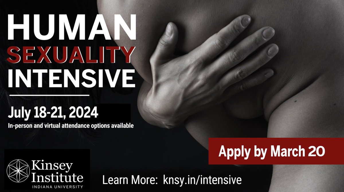 DEADLINE TOMORROW to apply for the Summer 2024 Human Sexuality Intensive! This 4-day course explores issues of #sex, #sexuality, #gender, #dating, #relationships & more. In-person & virtual options. Apply by Mar 20. #psychology #HR #medicine Info at knsy.in/intensive