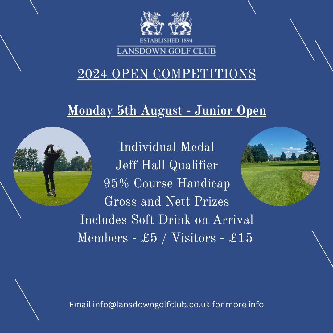 lansdowngolf's tweet photo. Calling all Junior Golfers!

Our Junior Open on Monday 5th August is now open for bookings via our website.

Follow the link below to book your space!

https://t.co/KXeZ3Zu6q1 https://t.co/7xjW6lhJjF