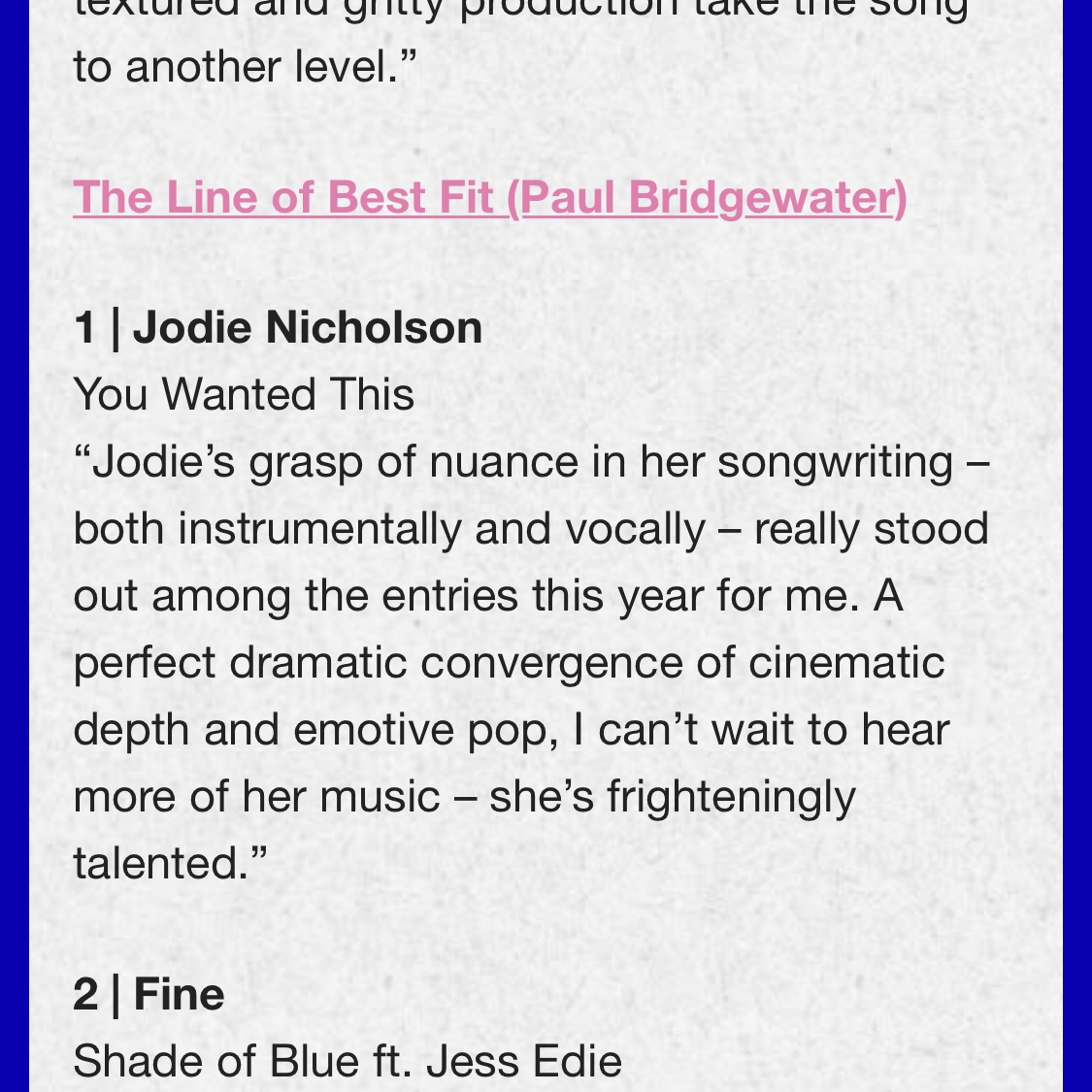 Absolutely thrilled(!!) to announce that I’ve made the longlist for @glastonbury Emerging Talent Competition this year, meaning I’m in the top 90 selected 😭🙌 Huge thanks to @paulbridgewater from @bestfitmusic for saying such kind words about my music, I’m extremely grateful!