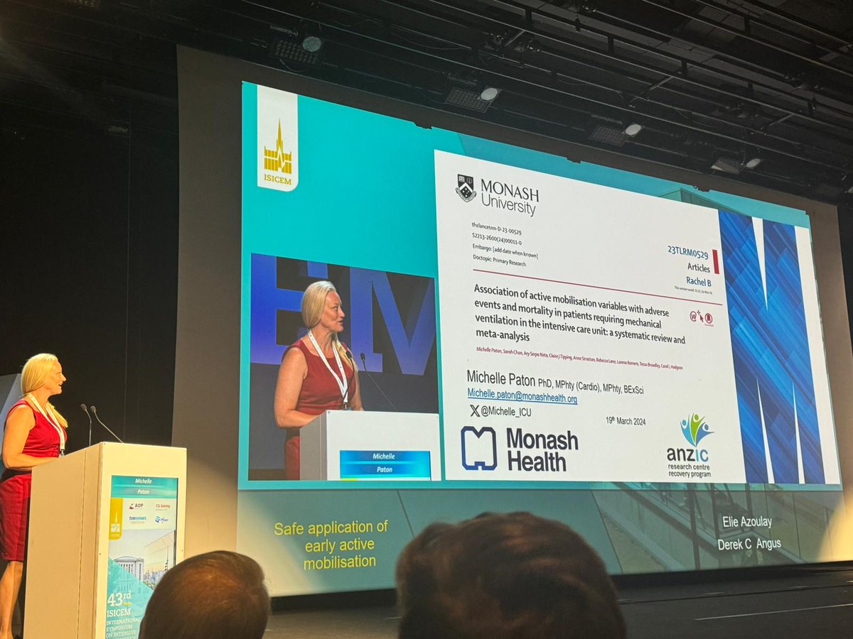 So humbled to be able to share our recent review in the opening plenary at #isicem24 that showed the safety of early mobilisation in ICU, although need to analyse the influence of individual phenotypes - post-doc sorted! sciencedirect.com/science/articl… @a_serpaneto @chodgsonANZICRC