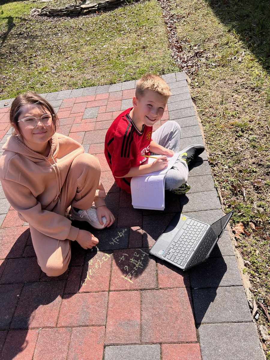 MrsTerrillion's tweet photo. No paper no problem! We took advantage of the beautiful weather last week and used chalk to solve PEMDAS problems. @IslandtreesMMS https://t.co/ODbEcAxHPY
