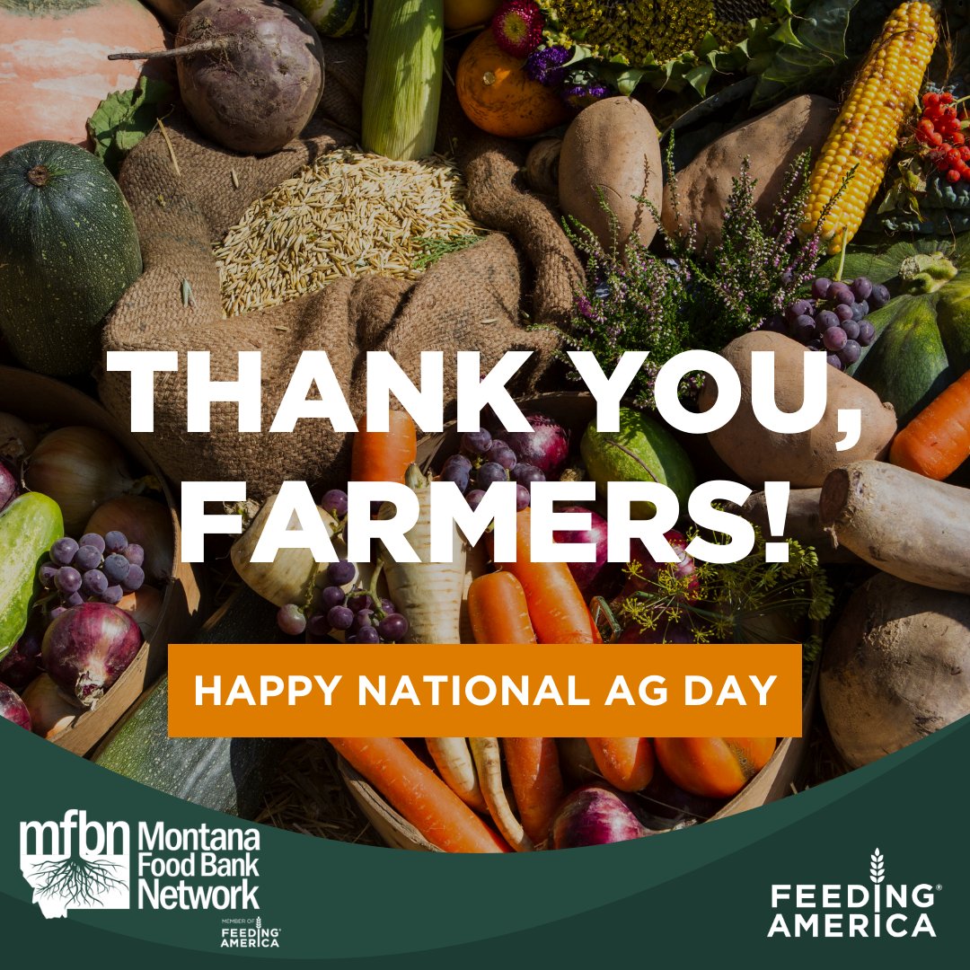 Today is National Ag Day! #ThankYouFarmers!

Farmers and other food producers are essential partners in the movement to end hunger. We need a strong #FarmBill for farmers and people facing hunger!

#FarmersFeedingAmericaAct #AgDay24