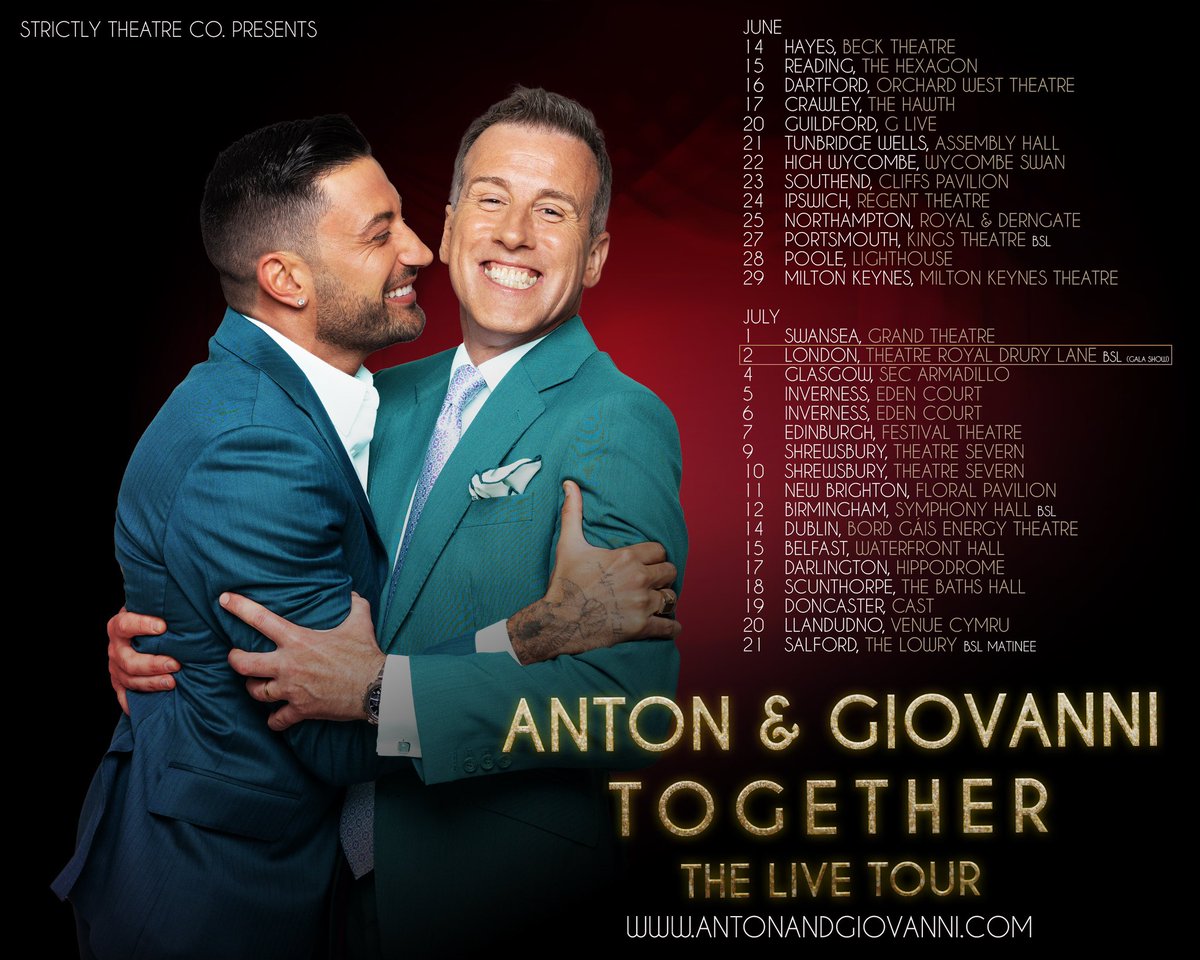 Just in case you haven’t checked!! Tour Dates & Venues for the TOGETHER TOUR 2024!!! Book now for this truly wonderful live show!! antonandgiovanni.com @TheAntonDuBeke @pernicegiovann1 #togetherlive #togethertour #ukandirelandtour2024 #antondubeke #giovannipernice