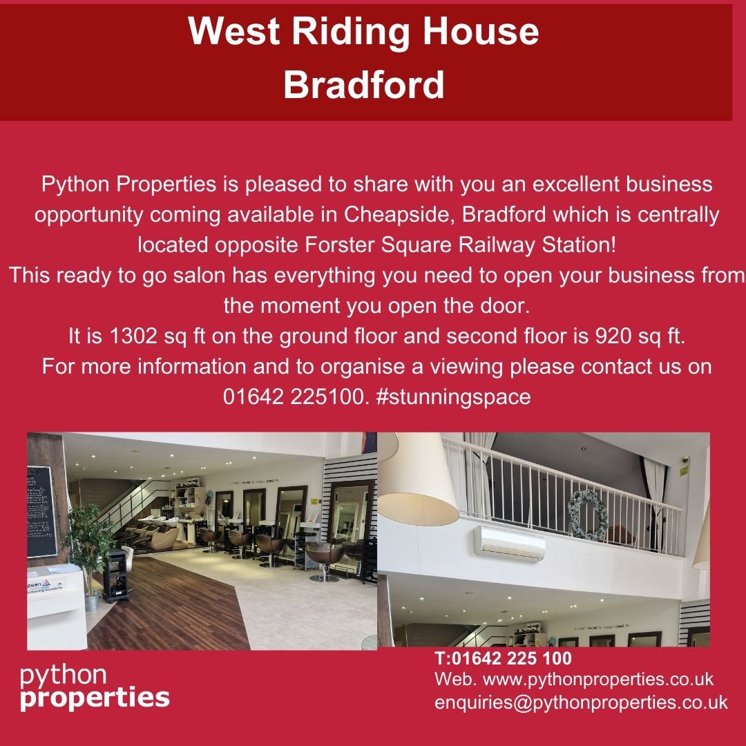 Python_Prop's tweet image. We are so excited to share with you this rare opportunity for a ready to go salon available in the popular location of Cheapside, Bradford. #businessopportunity