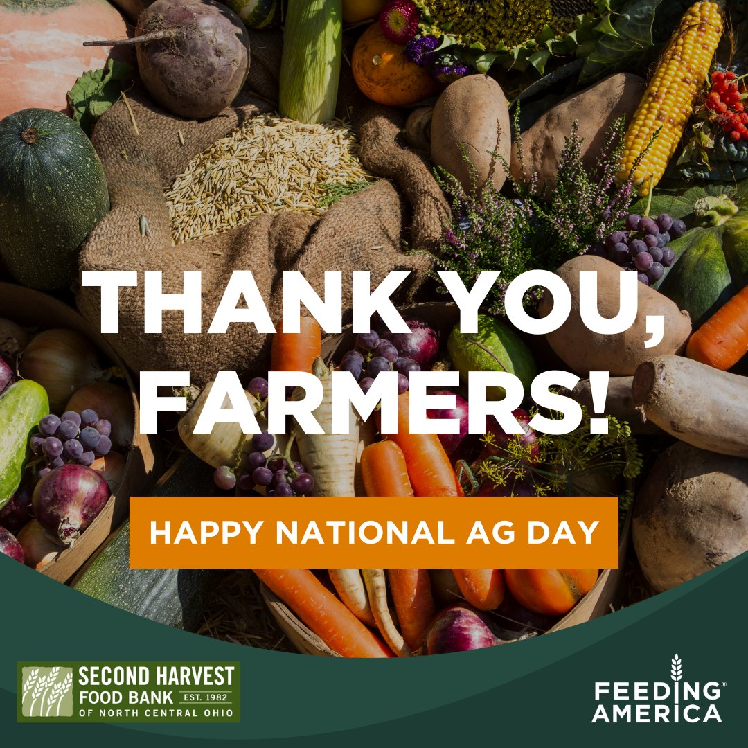 Today is National #AgDay! #ThankYouFarmers! Farmers & other food producers are essential partners in the movement to end hunger. We need a strong #FarmBill for farmers & people facing hunger! Buurma Farms, Wiers Farm, Ellington Farms, Solidarity Farms

#FarmersFeedingAmericaAct