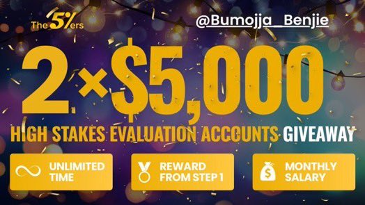 2x5000 giveaway🎉🎉🎉 Must Follow @the5erstrading @Bumojja_Benjie @Fxlukya @kiggundurober1 Tag 4 traders (not influencers) Subscribe - youtube.com/@The5ersFundin… Sign up - hub.the5ers.com/new-account x.com/messages/media… Ends in 3days✅