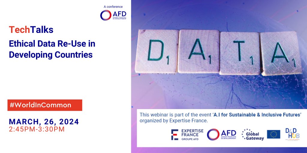 ⏰7 days to go until the #TechTalksAFD conference!

Data opens up significant opportunities for social progress in low-income countries, meet our experts: <a href="/PMarteyAddo/">Peter Martey Addo</a> <a href="/sverhulst/">Stefaan G. Verhulst</a> <a href="/AkPoor75/">Amandine Kashani-Poor</a>!

📝Registrations: bit.ly/3TkFxGZ