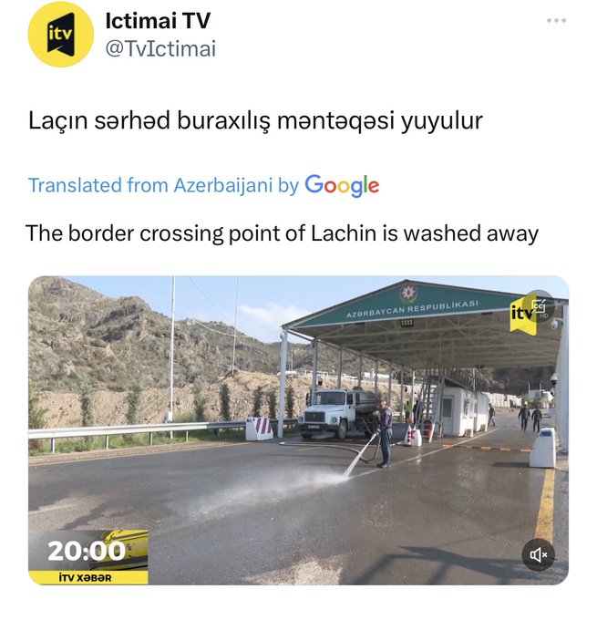 nmatini's tweet photo. Reminder: #Azerbaijan released a postage stamp depicting the chemical fumigation of the Armenians of Nagorno-Karabakh after the 2020 war, and the state TV showed a report how they were washing the Lachin border crossing after final #EthnicCleansing of all Armenians in 2023. https://t.co/G5olCKuawm