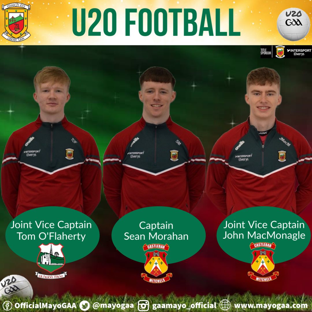 MayoGAA's tweet photo. Mayo U20 management have named their team to face Roscommon in Round 1 of the Connacht GAA  U20 Football Championship at Dr. Hyde Park tomorrow.

📖 Read all team news here ⬇️⬇️⬇️
https://t.co/d8Gwgbnphr https://t.co/ba3dFtZQhY