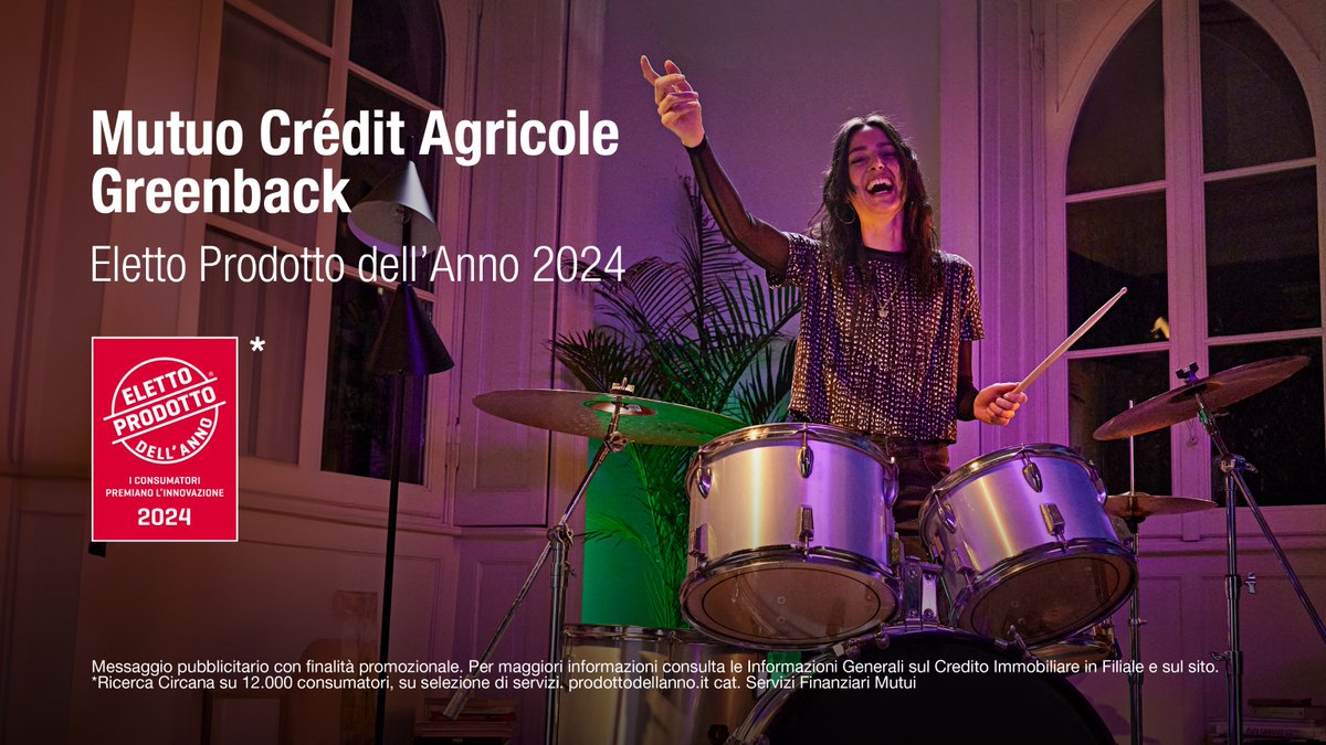 Il nostro Mutuo Crédit Agricole Greenback è stato 'Eletto @Prodottoanno 2024' per la categoria Servizi Finanziari Mutui! Un premio basato sul contenuto di innovazione e sul grado di soddisfazione rilevato da Circana, Istituto Indipendente, su un campione di 12mila consumatori.