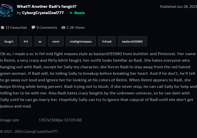 CrystalZoel's tweet photo. A thread π§΅
In today's 5@sh4 news, it involves gatekeeping and a few d3# 7h 7hr3 4ts.
I hope you are all ready, because it is going to be a long, bumpy ride.
#gatekeeper #toxic #vsradi #radi #Muzix #MuzixMedley #DeadlyMuzix #Artthief #delusional #yandere #Radally #psychopath #Fnf https://t.co/fVRhzIJPdx