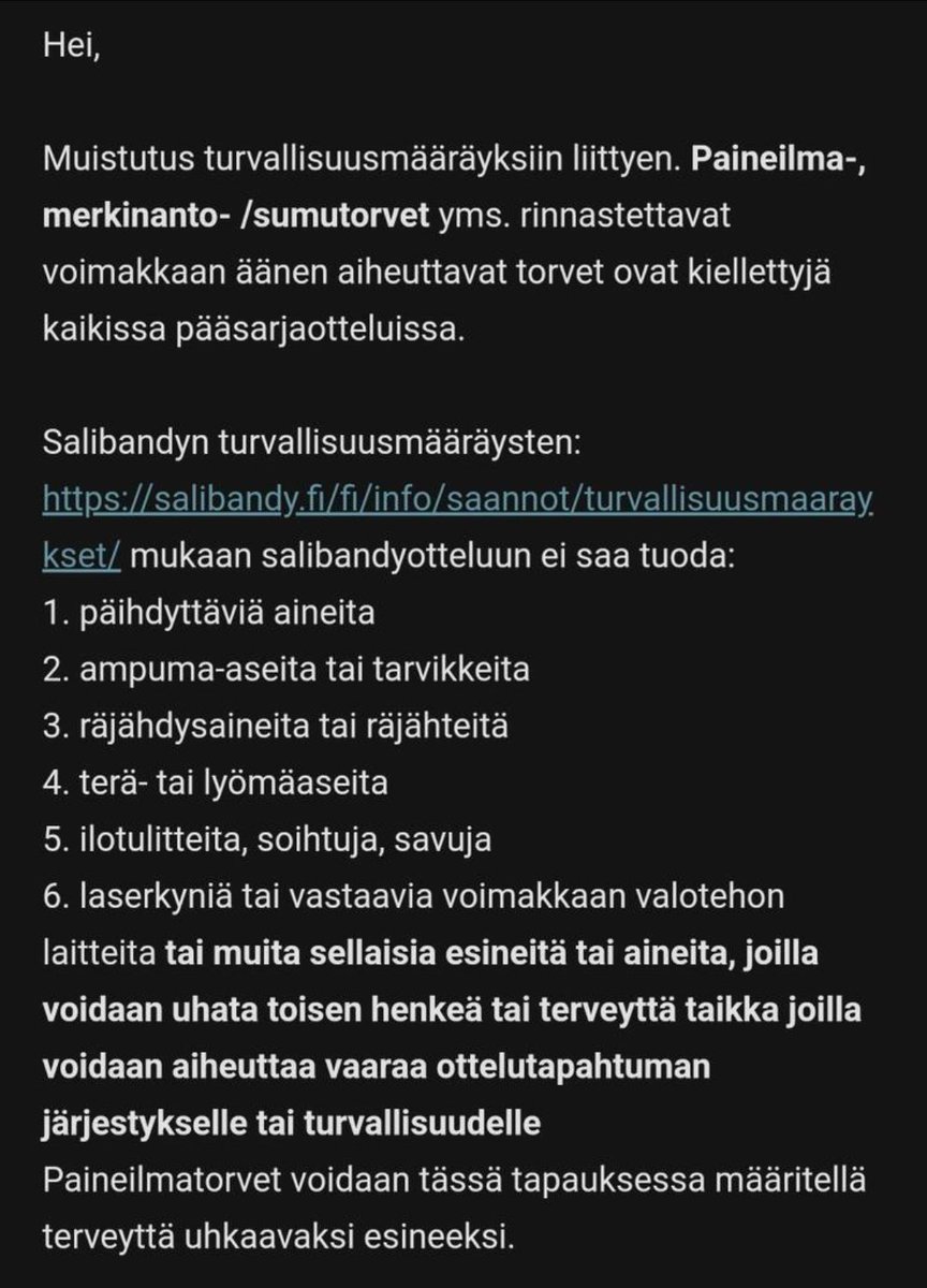 Liitto tekee liiton juttuja. Pariin vuoteen ei ongelmaa, kansainvälisesti ei ongelmaa, muissa lajeissa ei ongelmaa.
Ei se mitään, v**tuilu on edelleen ilmaista ja huiluja saa kaupasta.
Ei tullut koulussa nokkahuilua opeteltua, mutta kaikelle on aikansa ja paikkansa 
#salibandy
