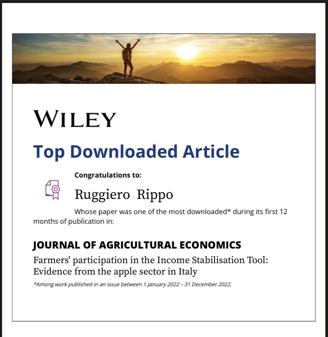 Great news today, happy to announce that my work with <a href="/simone_cerroni/">Simone Cerroni</a> received so much attention! You can find the full paper here: doi.org/10.1111/1477-9…
<a href="/AgEconSoc/">Agricultural Economics Society</a> #aes_2024