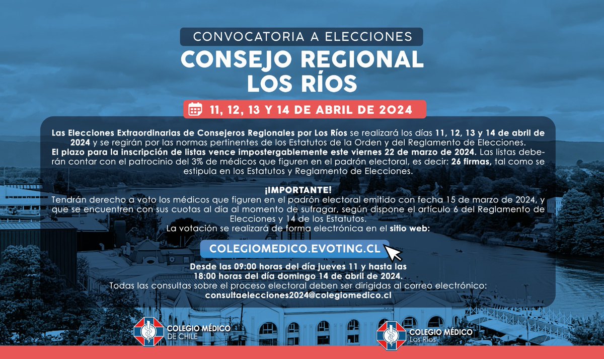 colmedvaldivia's tweet photo. ➡️Estimados colegiados/as, como ya es conocimiento de todos, actualmente nos encontramos sin Mesa Directiva Regional, por lo que a nivel nacional se hace el llamo para conformar una lista e inscribirla hasta este viernes 22 de marzo! https://t.co/BCGVWL4GNi