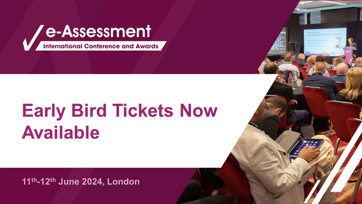 🚀 Early Bird tickets now available for the 2024 International e-Assessment Conference June 10th-12th in London! Hear inspirational keynotes & case studies, participate in discussions & debates, network with industry professionals conference2024.e-assessment.com/2024/en/page/c… #eAAConf2024