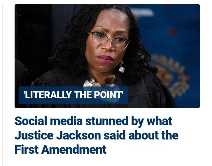 #JusticeJackson ripped for worrying about the First Amendment 'hamstringing' government: 

'Literally the point' Supreme Court heard arguments challenging the Biden administration's collaboration with Big Tech.

They want your First Amendment silenced !!!

foxnews.com/media/justice-…
