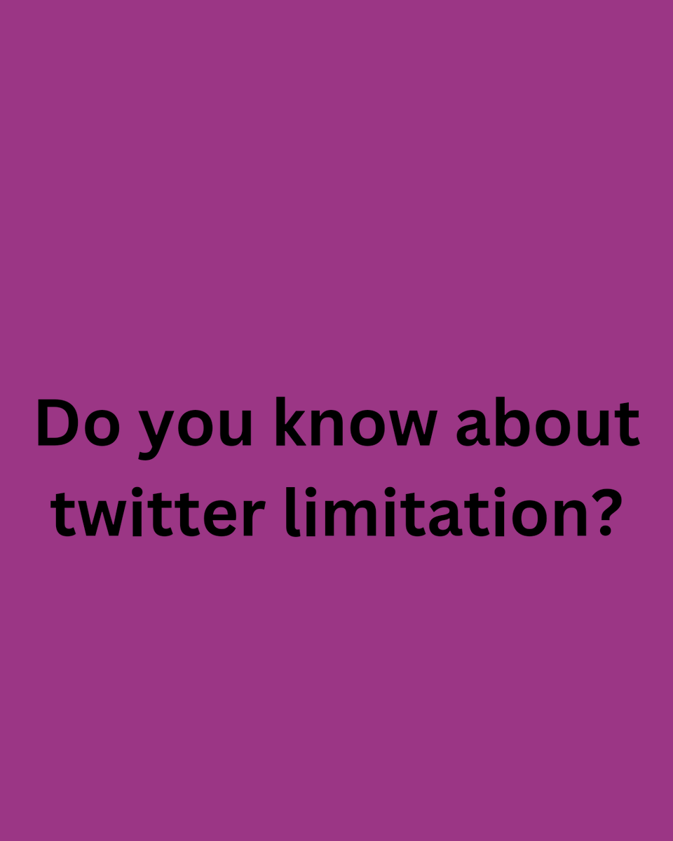 Yes Twitter has some limitation
These are:
1.Character Limit
2. Lack of Context
3.Shallow Engagement
4.Echo Chambers
6. Abuse and Harassment
7. Limited Multimedia Features
#Twittermarketing #socialmediamarketing #DigitalMarketingStrategy