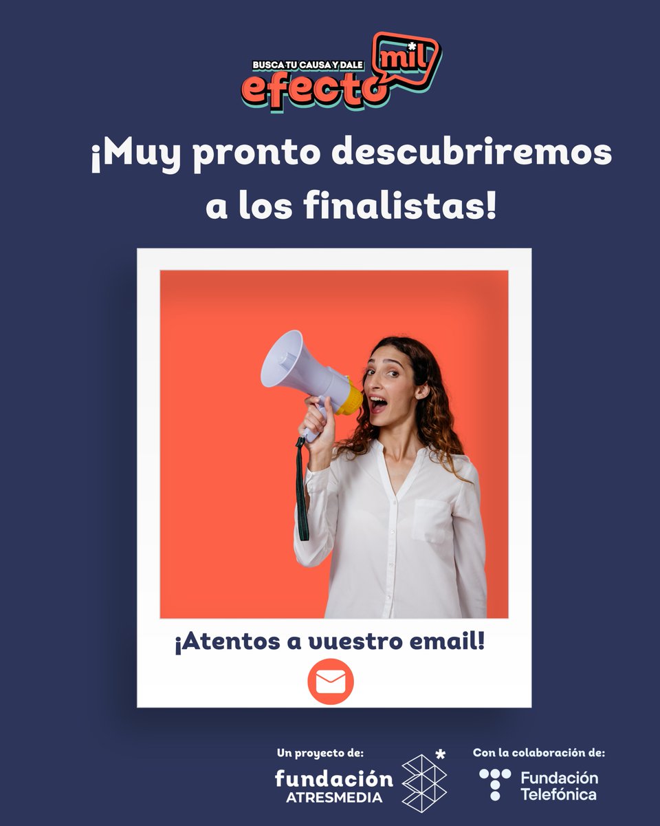 ¡Pronto revelaremos a los 10 finalistas de la #3edición de #EfectoMIL! 🚀¡Estad atentos a vuestro email! 📩 ¡Mucha suerte a todos los participantes! 🍀 ➡️Un proyecto de la @FundATRESMEDIA con la colaboración de @fundacionTef