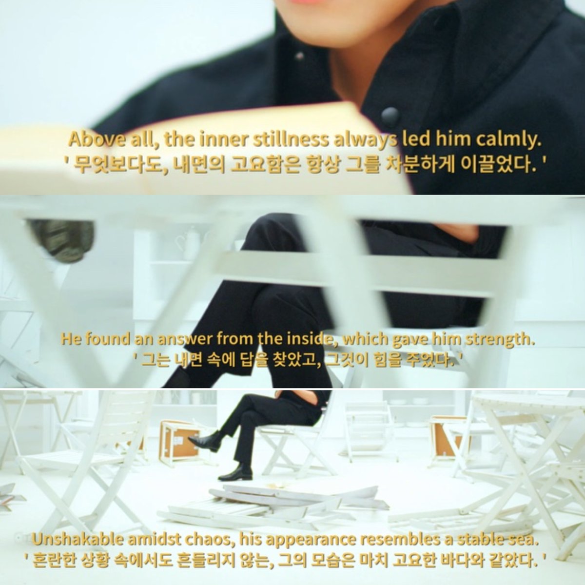 d0nggeurami's tweet photo. 밑에 자막들이 전부 해찬이 같음 ㄹㅇ..

‘그의 발걸음은 확고했다.’
‘마음은 강인했고, 결연함으로 그를 이끌었다.’
‘시련이 그를 향해 쏟아져 와도, 굳건하게 서 있었다.’
‘그는 내면 속에 답을 찾았고, 그것이 힘을 주었다.’ https://t.co/p78P3Qpphm
