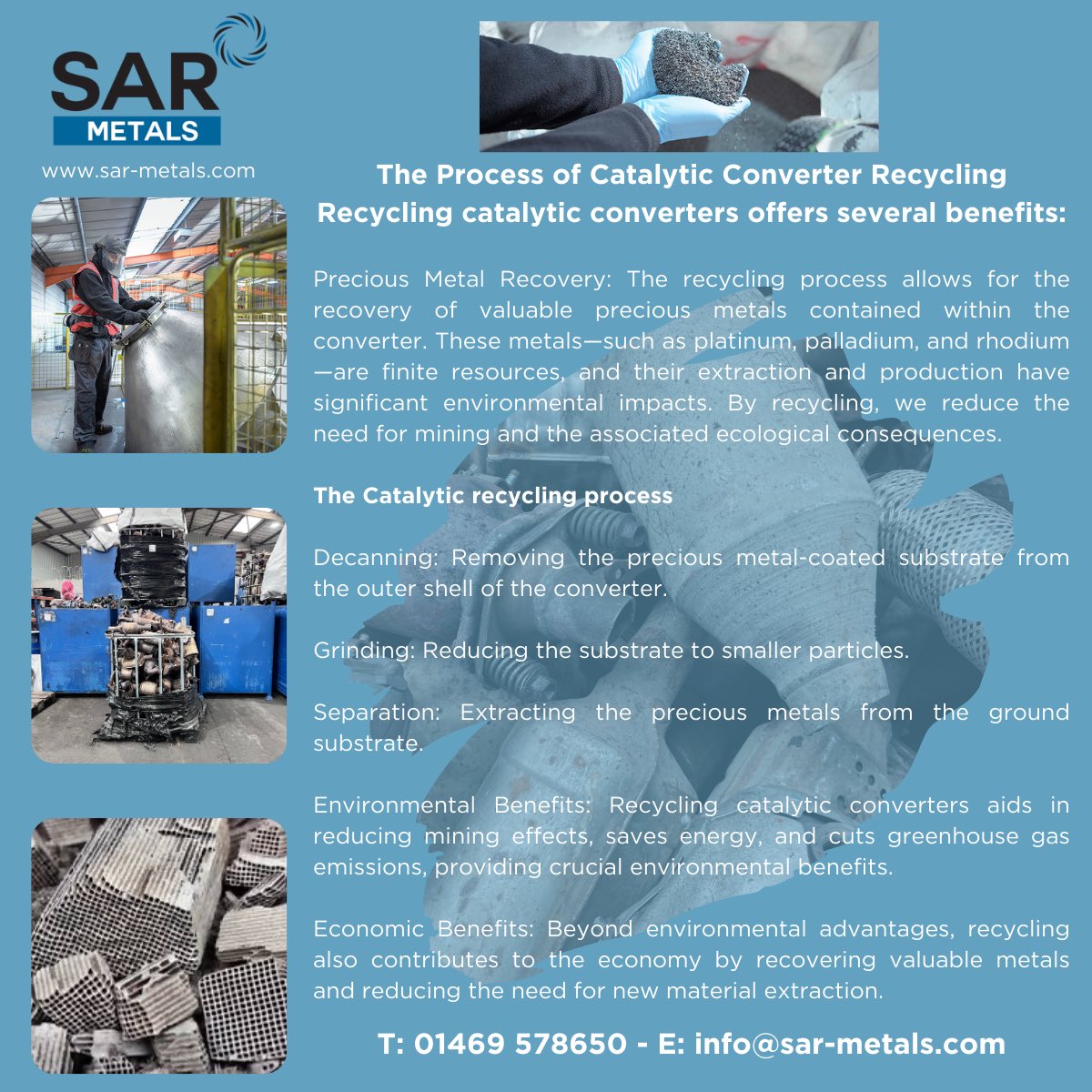 Catalytic Converter recycling conserves precious resources and plays a pivotal role in protecting our environment and promoting sustainable practices

If you have catalytic converters that you need to recycle, call a member of our team for more information about our services