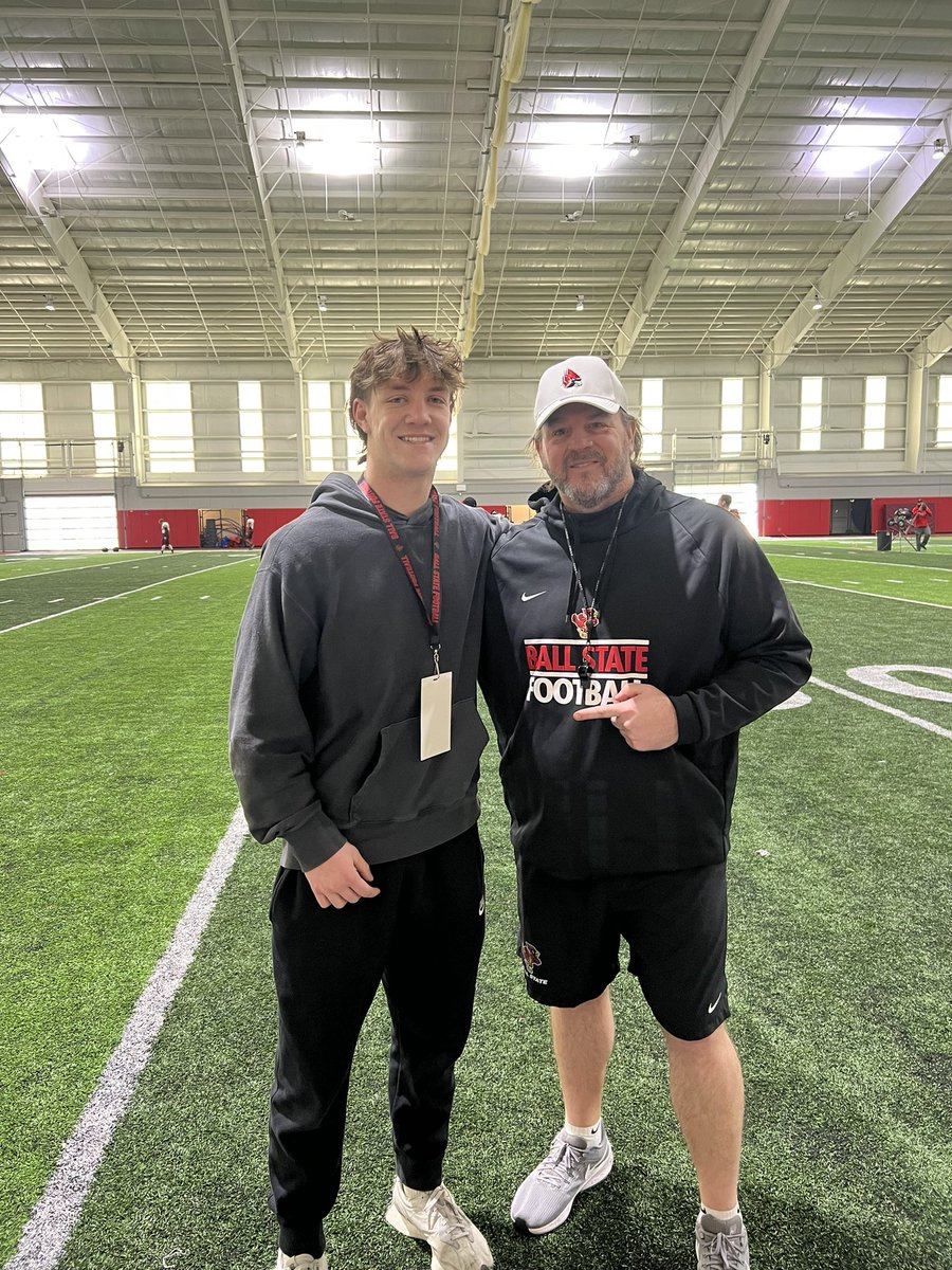 After a great visit and conversation with @Coach_JKnowles im blessed to receive an offer from Ball State University! 🔴⚫️ @CPdogsfootball @IndianaPreps