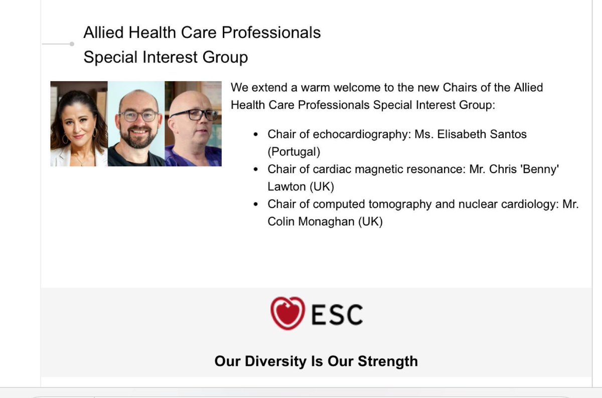 I am delighted to announce I have been elected as the #EACVI @escardio Chair of the #whyCMR Special Interest Group for Allied Health Professionals. I cannot wait 2 meet up with my fellow #echofirst & #yesCCT Chairs to start planning on how we can serve our #AHP community. 💜🧲