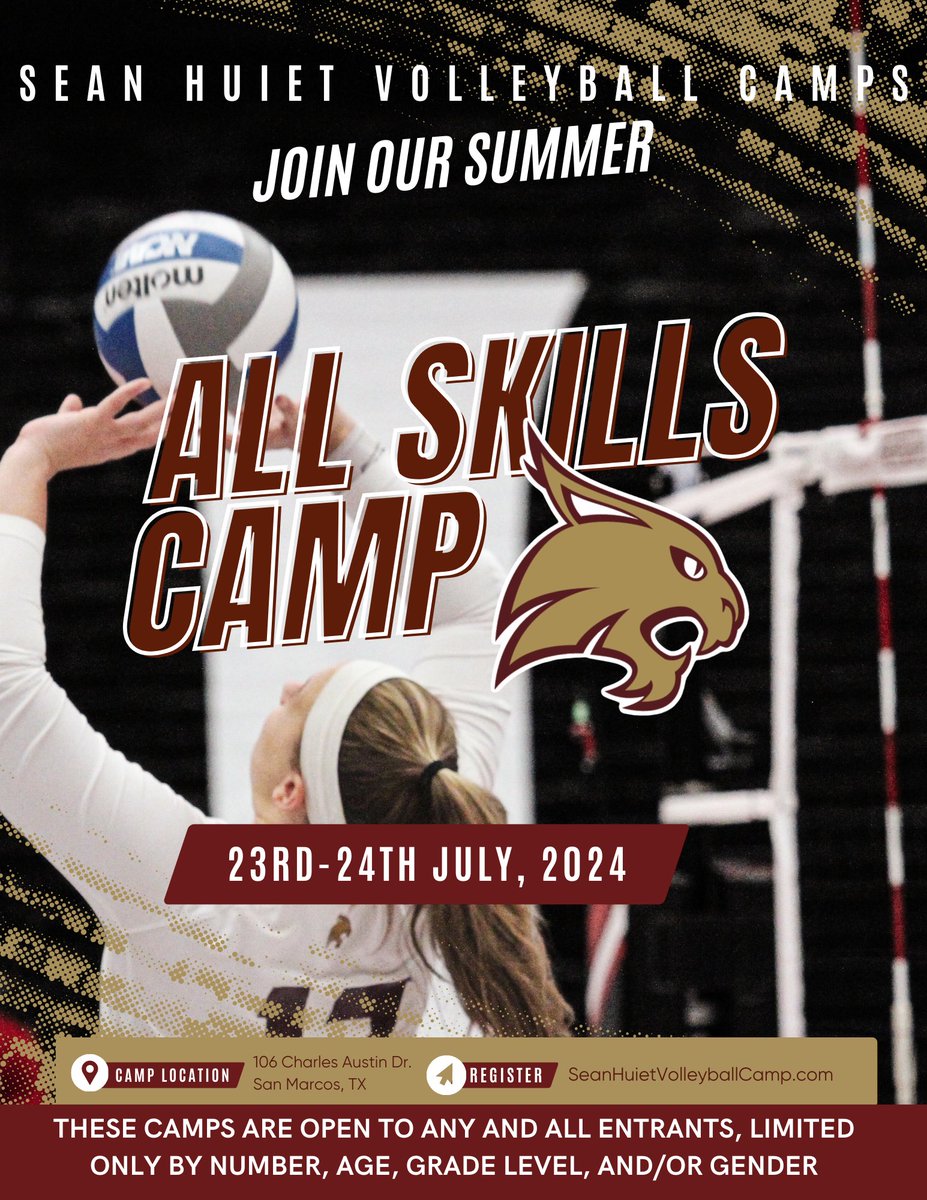 All Skills Camp July 23rd-24th! Register at SeanHuietVolleyballCamp.com 😼🏐