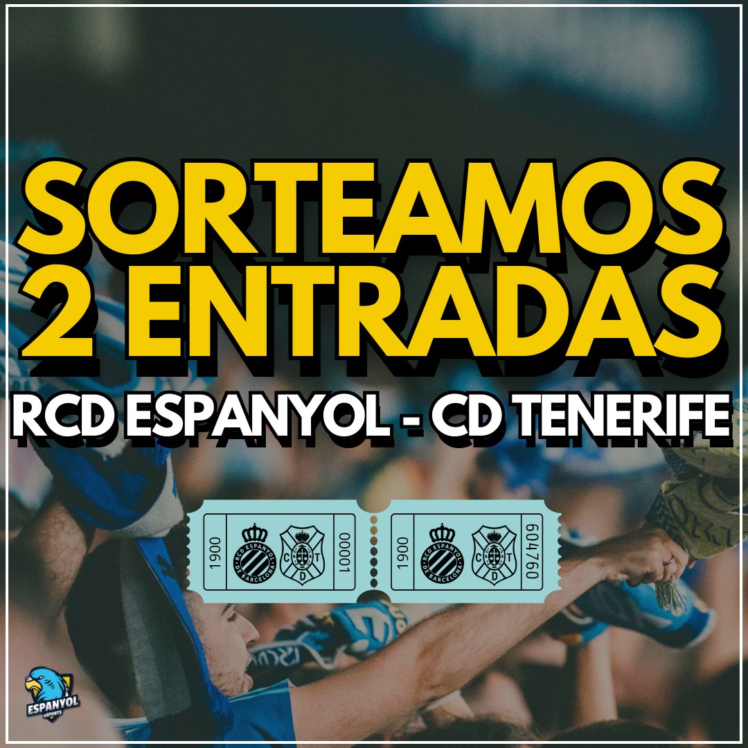 ¿Quieres venir a animar al equipo este sábado? 🔥

Sorteamos 2 entradas para el RCD Espanyol - CD Tenerife 🎟️

1⃣Sígue a <a href="/RCDeSports/">RCD Espanyol eSports</a>  
2⃣Haz RT + MG  
3⃣Etiqueta a la persona que quieres que te acompañe  

👉Cuántas más personas etiquetes, más posibilidades tendrás

#RCDE