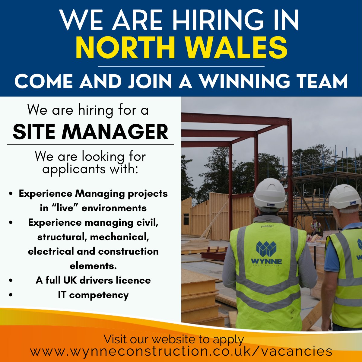 An exciting opportunity in North Wales to join Wynne Construction We are looking for Site Managers to join our team in North Wales To apply, visit our website: wynneconstruction.co.uk/vacancies/ Please share, repost and tag to any interested or recommended contacts #NorthWalesJobs