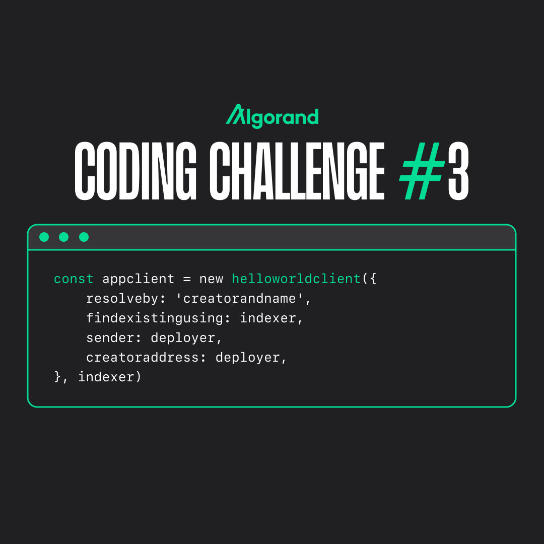 AlgorandBrasil's tweet image. ⌛Chegouuu! #AlgoCodingChallenge #3

O desafio de codificação já está disponível. 

✨São 50 #NFTs de conclusão. Não perca mais tempo 👇🏻

github.com/algorand-codin…