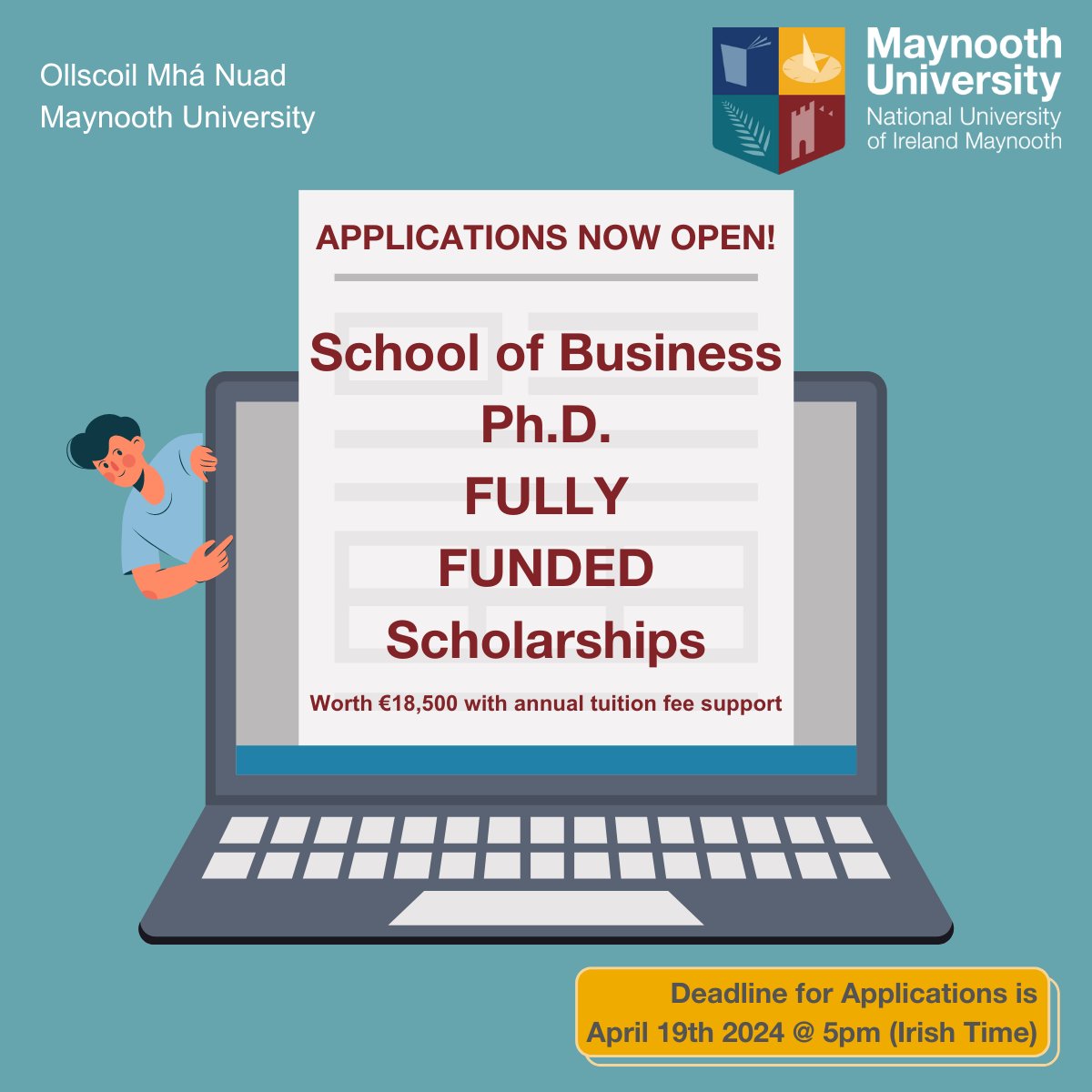We are seeking applications from PhD candidates for fully funded PhD scholarships this year under the MU doctoral scholarship scheme. The deadline is 19/04/24. More information is provided in the detailed call document and application form here: encr.pw/lDfJe