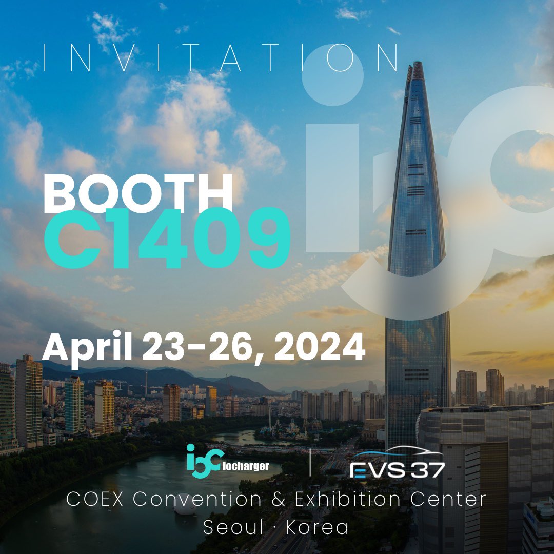 Meet us in Seoul.
We'll share our latest advanced technology including:
👉 OCPP 2.0.1 residential and commercial EV charger
👉 ISO15118 Plug&Charge
👉 POS payment integration
👉 Dynamic load balancing
👉 Powering with Solar & Battery

#EVS37 #EV #OCPP #evcharging #ISO15118 #PnC