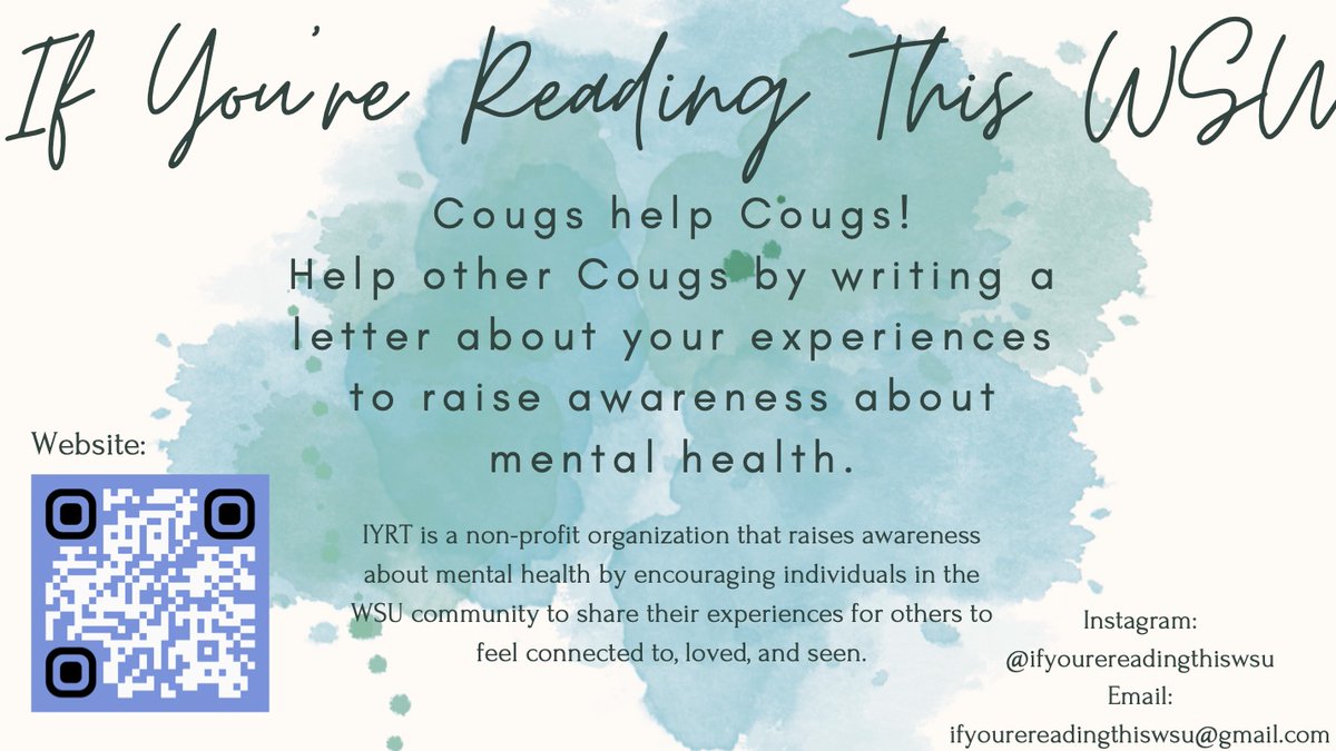 Proud of our lab RA who is part of the WSU chapter for If You’re Reading This WSU, a non-profit mental health awareness organization that shares stories of those struggling with mental health at WSU. Share with your students!

ifyourereadingthis.org/wsu
