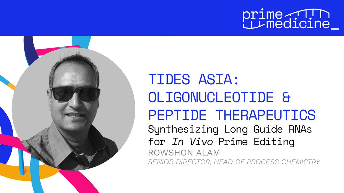 Head of Process Chemistry Rowshon Alam will be presenting Prime research at #TIDESAsia this week. More details here. informaconnect.com/asia-tides/spe…