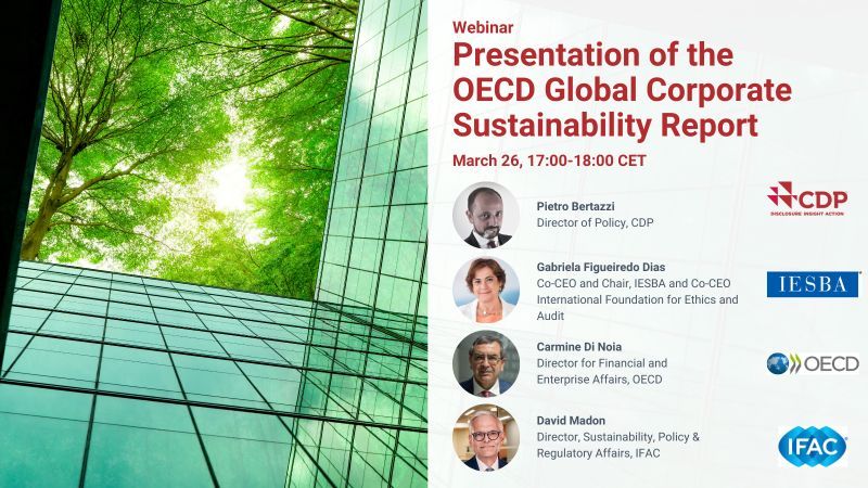 🌟 Join our webinar! IFAC, @Ethics_Board, @OECD_BizFin, and @CDP are teaming up to discuss the OECD Global Corporate Sustainability Report, spotlighting global corporate governance trends and promoting alignment with G20/OECD Principles. 📅 Register here: bit.ly/3IH9Lie