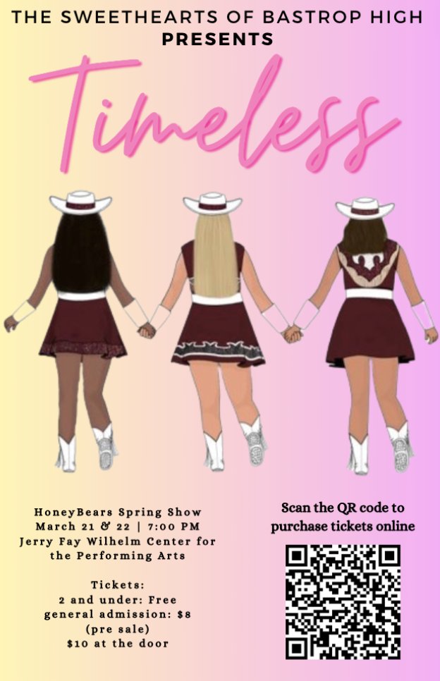 JFWPAC's tweet photo. You won't want to miss BHS' Honey Bears Spring Show: Timeless
Performances: Thursday, March 21st &amp; Friday, March 22nd @ 7pm
Purchase tickets online here: https://t.co/Xrq9b2RhRS https://t.co/G2NKwII0Sm