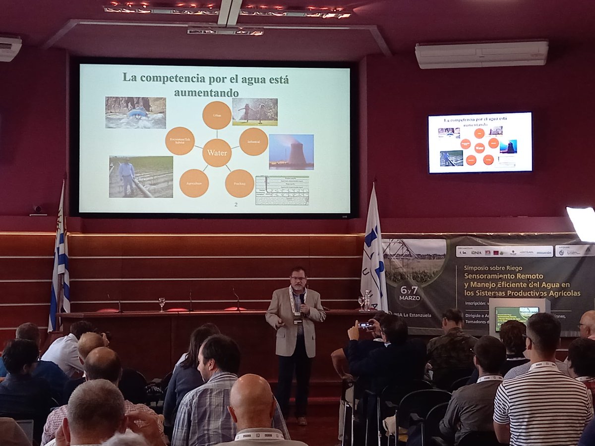 Prof. José Chávez gave a keynote address in Uruguay at the Intl Irrigation Management Symposium on the use & accuracy of remote sensing in estimating crop evapotranspiration (crop water use), sharing his research on proximal, air- & space-borne platforms. engr.colostate.edu/ce/chavez-give…