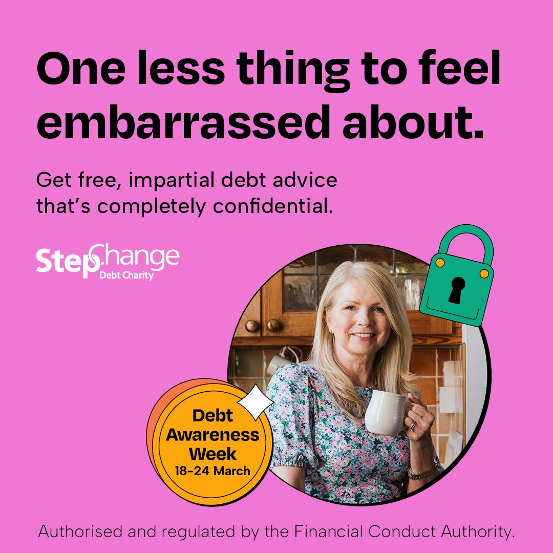 It's #DebtAwarenessWeek. In a cost of living crisis, having access to free, flexible debt advice has never been more important.

For free, personalised guidance that won't affect your credit score, visit stepchange.org