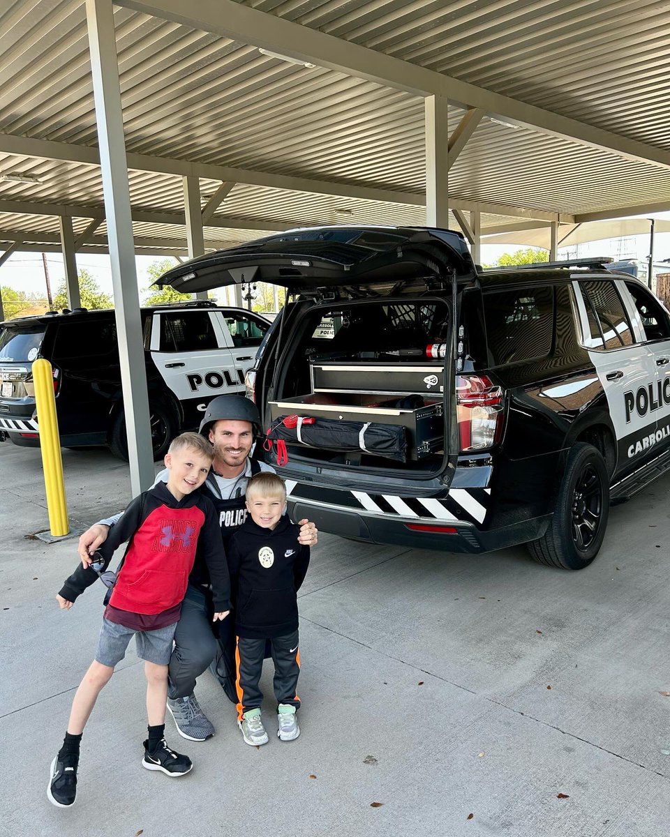 Our newest recruits… 🤪 We love showing kiddos what we do everyday! These two particularly loved the stickers and swag bags they received; however, the Fire Department gave them donuts… and it was at that moment we lost them. #carrolltontx #carrolltontxpd