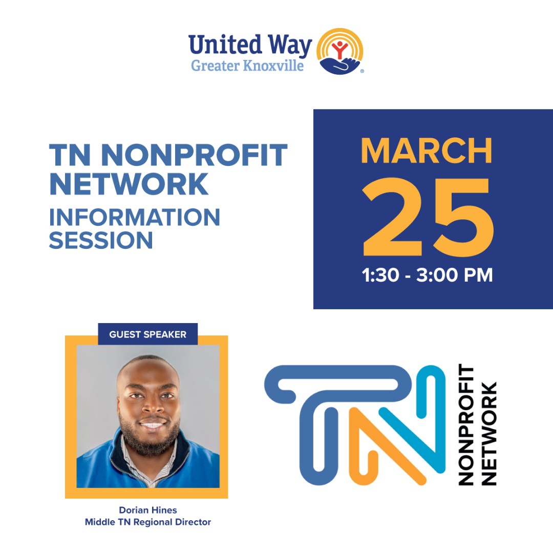 Nonprofit leaders, don't forget to sign up for the TN Nonprofit Network (TNN) info session. Attendees will learn more about the benefits of TNN's free membership. Register now ➡️ ow.ly/czsm50QUJEW 📅 March 25, 2024 🕑 1:30 - 3:00 PM 📍 United Way of Greater Knoxville